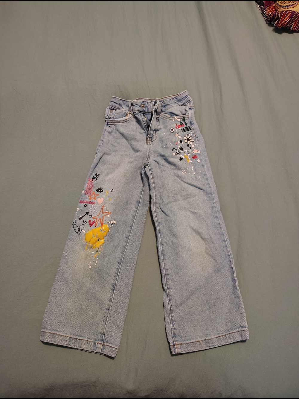 Light Blue Wide-Leg Embroidered Women’s Jeans